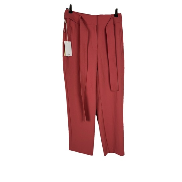 Aritzia Wilfred NWT Tie Front Pants Warm Sienna Red Rouge Sienna Chaud Women's 4 - Picture 2 of 11